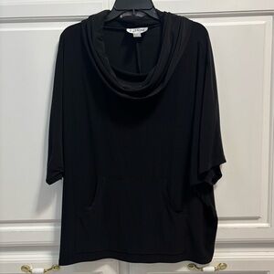 Joseph Ribkoff Black Cowl Neck Front Kangaroo Pocket Tunic Women’s Size 10